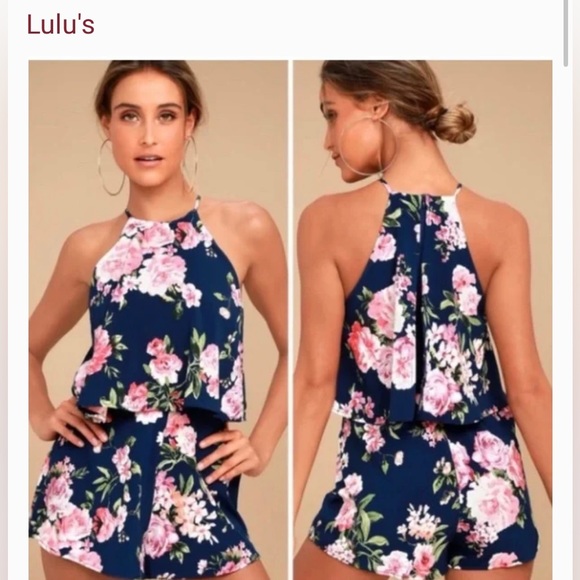 Lulus In the Garden Floral Halter Romper. Like new, excellent condition. - Picture 2 of 5